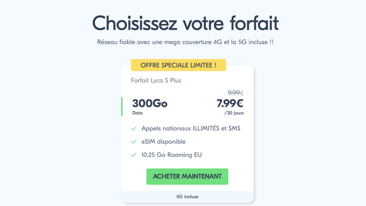 300 Go pour moins de 10€ chez Lyca Mobile Forfait Lyca Mobile 300 Go