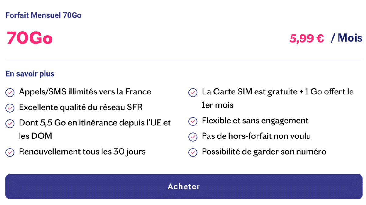 Carte SIM gratuite Forfait pas cher Cyber Monday
