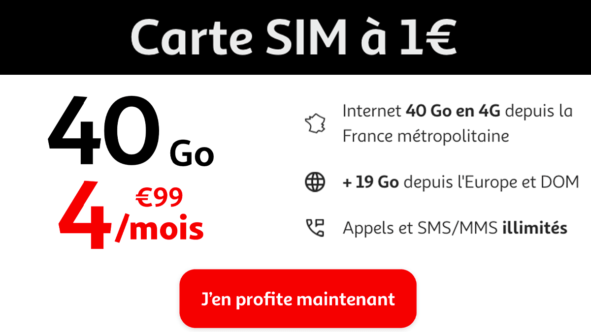Sans engagement Forfait mobile 40 Go