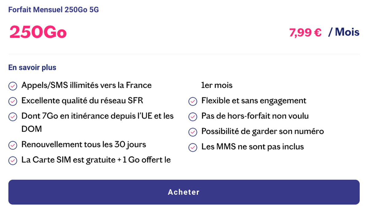 Lebara et son forfait mobile 5G de 250 Go Forfait Lebara avec 250 Go en promo