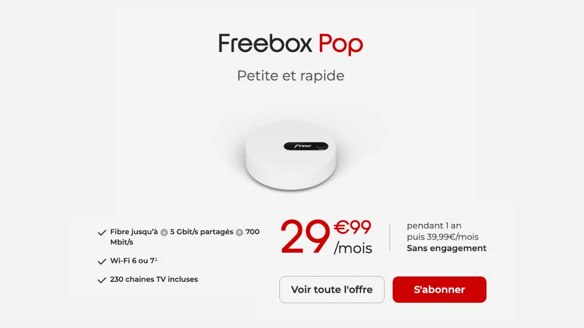 Freebox Pop disponible sans engagement Box internet Freebox Pop