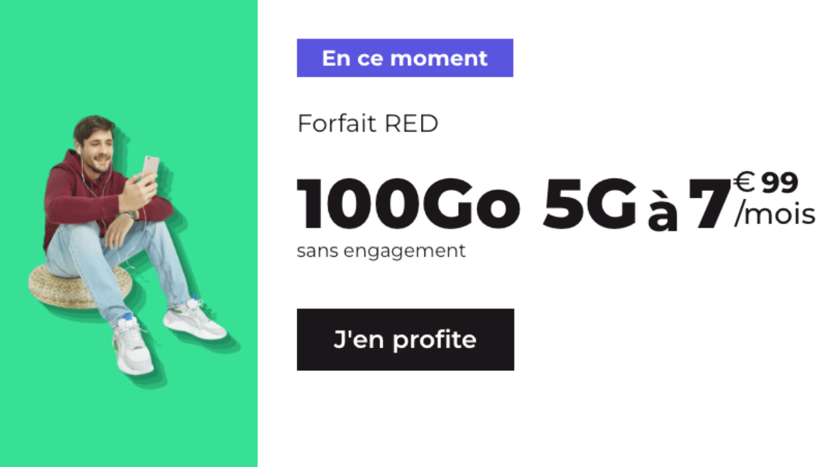 100 Go en 5G chez RED by SFR pour moins de 10€ Forfait mobile 100 Go RED by SFR