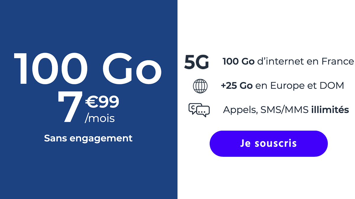 Sans engagement Cdiscount forfait 100 Go