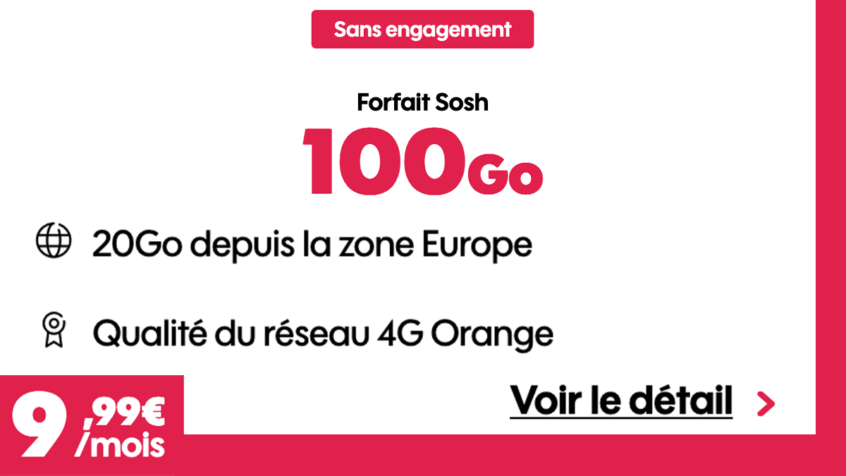 Réseau 4G Orange Forfait 100 Go