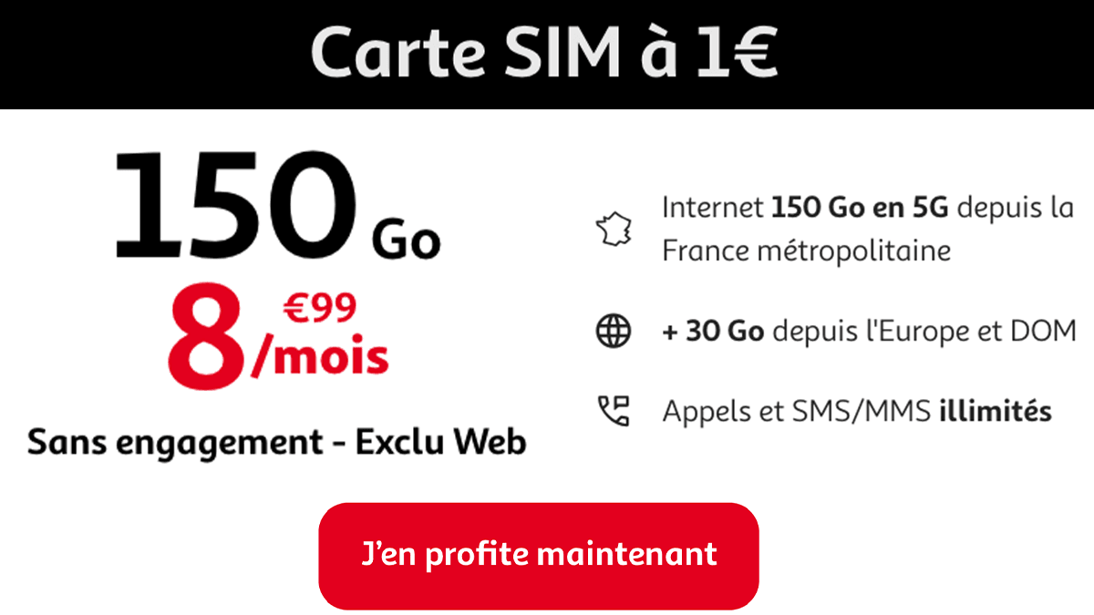 Sans engagement Auchan telecom 150 Go