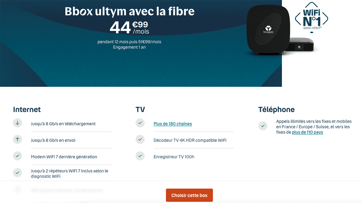 Engagement 1 an Bbox ultym box internet fibre