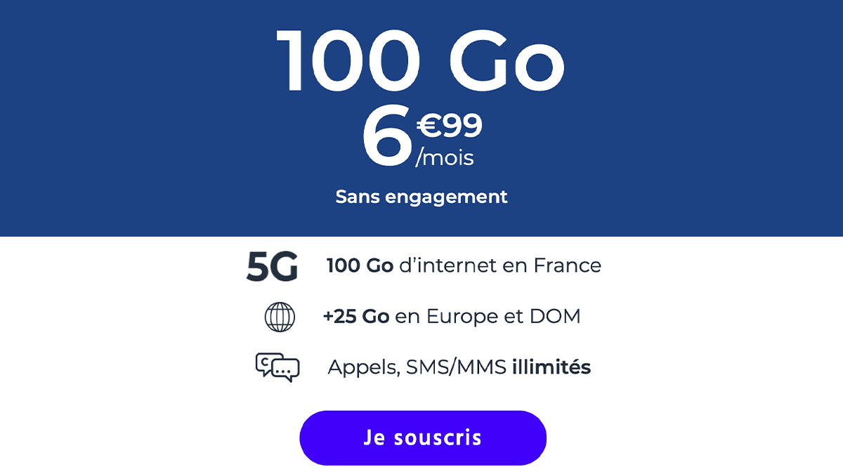 Sans engagement Forfait 100 Go Cdiscount