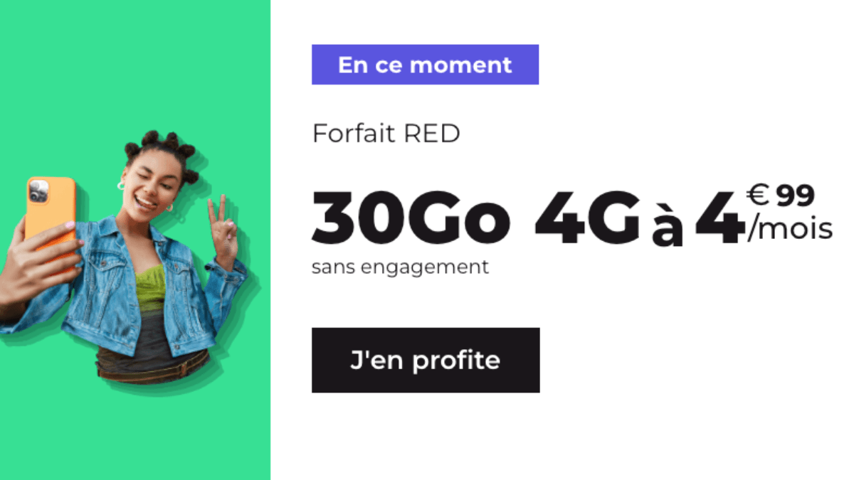 Forfait sans engagement 30 Go chez RED by SFR Forfait mobile avec 30 Go