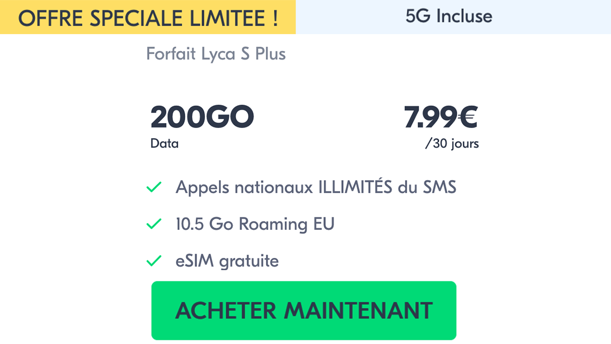 Sans engagement Forfait 200 Go
