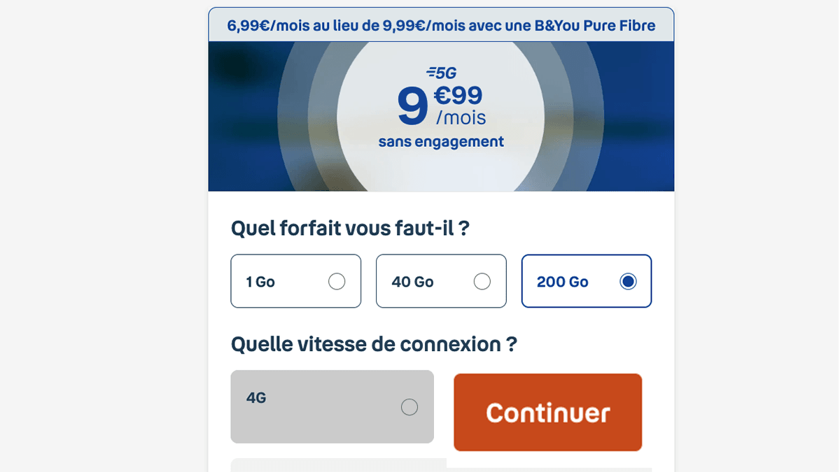Sans engagement BYOU Forfait 200 Go