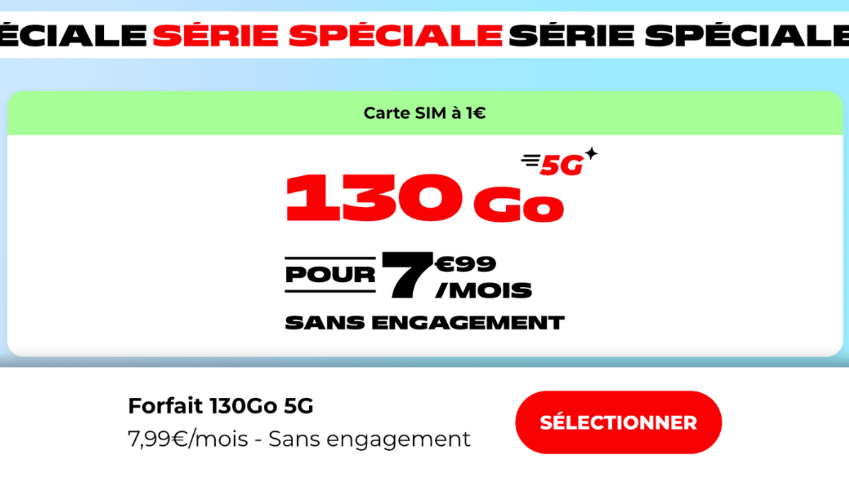 Sans engagement Forfait 130 Go en série spéciale