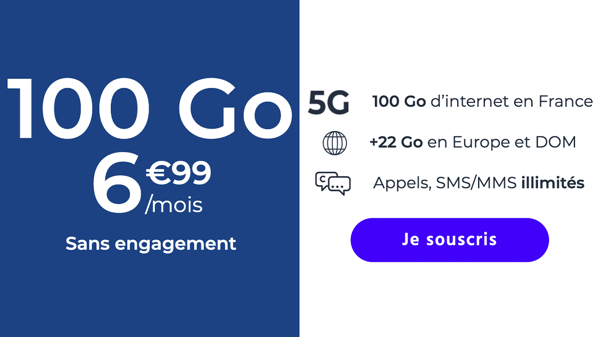 Sans engagement Cdiscount forfait 100 Go