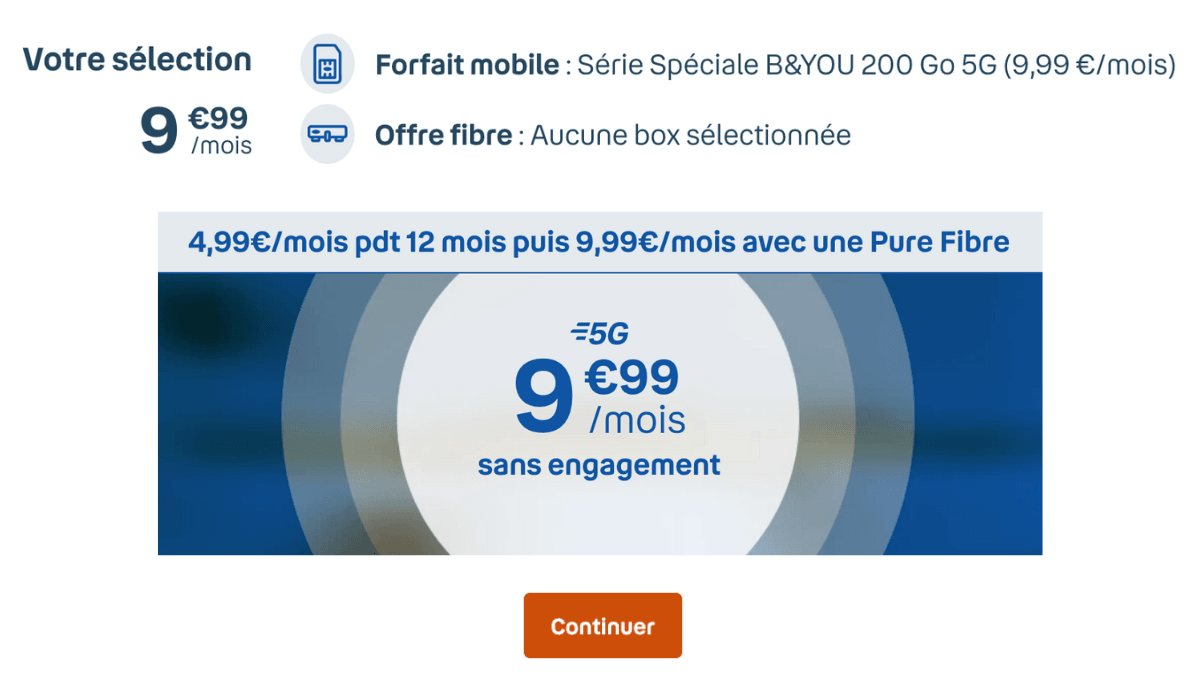 Forfait mobile avec 200 Go et une promotion Forfait 200 Go en promo chez BYou