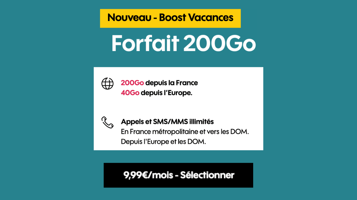 Sans engagement Forfait 200 Go en promotion chez Sosh