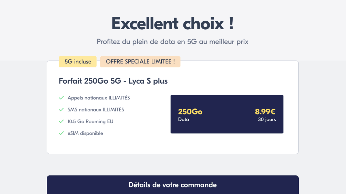 Forfait mobile en promotion avec 250 Go sans engagement Forfait Lyca Mobile en promotion