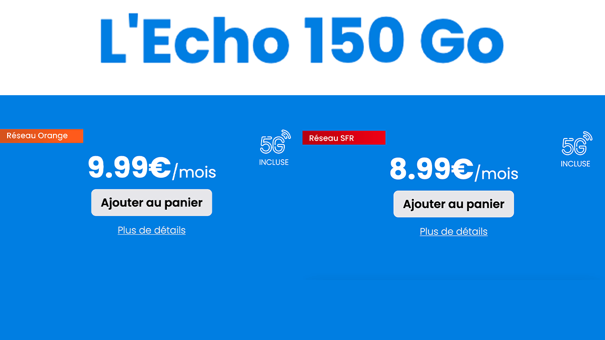 Sans engagement Echo YouPrice forfait 150 Go