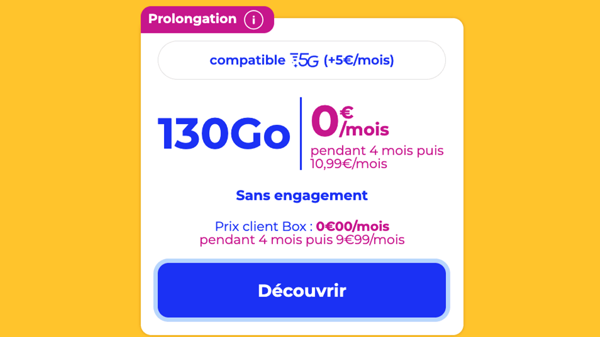 Réseau SFR Forfait mobile 130 Go La Poste