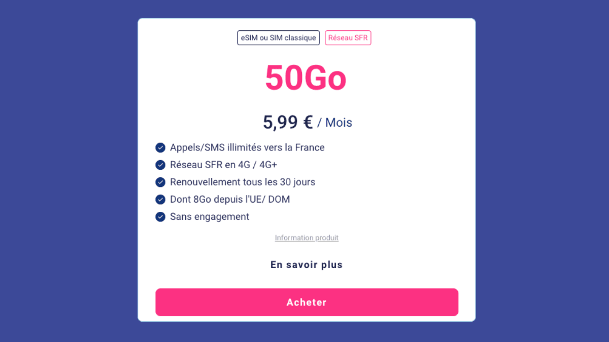 Réseau 4G SFR Forfait mobile pas cher