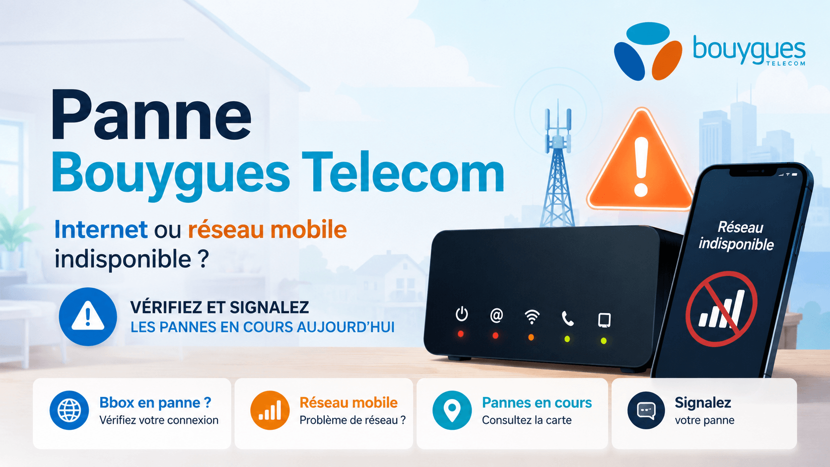 Pannes en cours Bouyuges Telecom Pannes Internet et mobiles Bouygues Telecom en cours