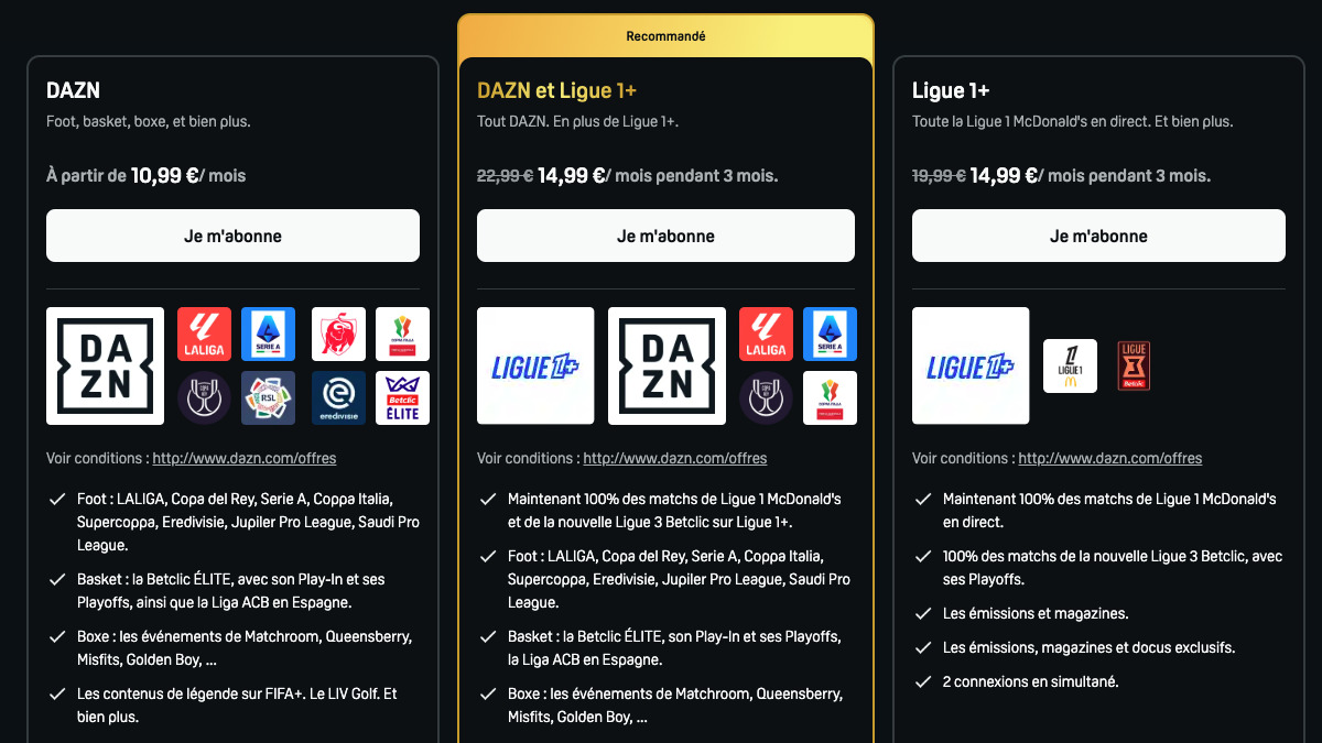 DAZN Ligue 1 Ligue 1 abonnement